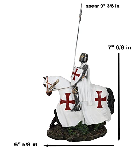 Ebros Crusader English Knight On Cavalry Horse Statue 8" Tall Phalanx Spear Horse Combat Warrior Sculpture #TOP5