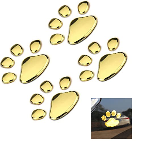 MINGZE 4 Pezzi 3D Cromo Cane Zampa Orma Auto
