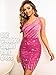 Kaei&Shi Sparkly Sequin Dress,Elegant One Shoulder Short Cocktail Dresses for Women,Formal Homecoming Birthday Outfit Hot Pink Medium