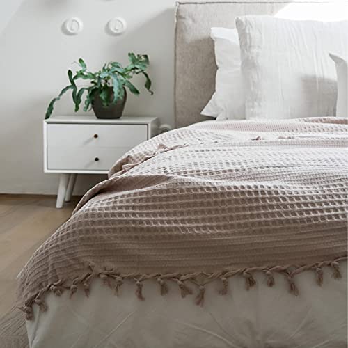 BOHORIA® Tagesdecke in Waffeloptik Urban Loft extra groß 220 x 240cm | 100% Baumwolle | Oeko-Tex® | Überwurf für Sofa, Sessel & Bett | Sofadecke Wolldecke Wohndecke (The Urban Loft) (Sepia) - Image 3