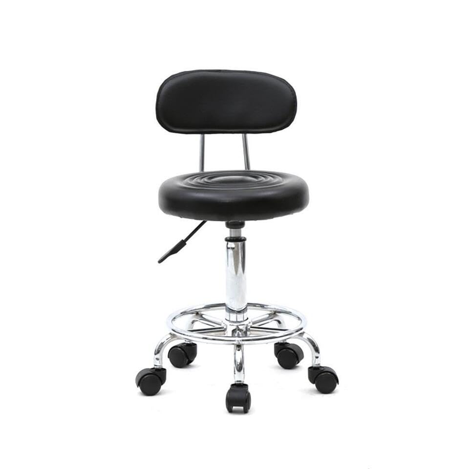 Gerrit Hydraulic Adjustable Rolling Chair Medical Dental Massage Salon SPA Stool W/Back, Black, dj231