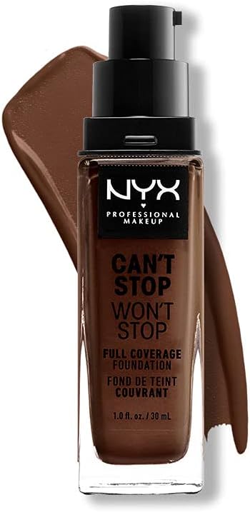 Base líquida NYX PROFESSIONAL MAKEUP Can't Stop Won't Stop, acabamento matte, Warm Walnut