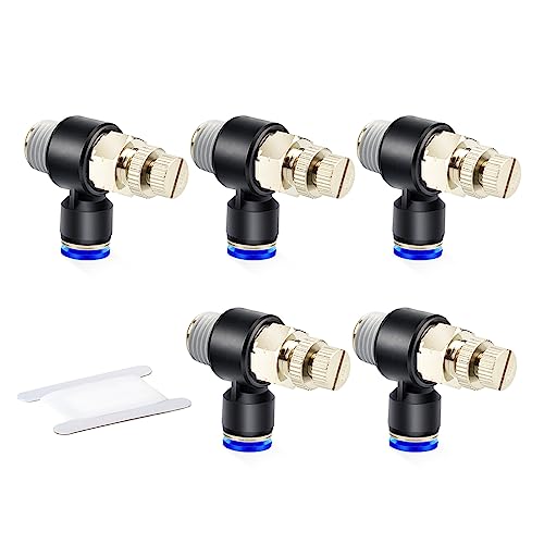ERGAOBOY 5pcs 6mm diamètre extérieur du manchon de carte x 1/8 BSP coude fileté externe 90 degrés Push Air Flow Control Valve raccord pneumatique