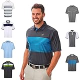 Under Par Herren UPTS1774-MENS Sublimated DEEP Stripe Poloshirt Polohemd, Anthrazit/Türkis, S