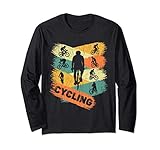 Le tshirt de cyclisme rétro avec des graphiques de cyclistes vintage est un excellent cadeau pour les amateurs de vélo de montagne: hommes, femmes, enfants, papa, maman, épouse, mari, garçon, fille - tous ceux qui aiment le vélo. Couleurs rétro et