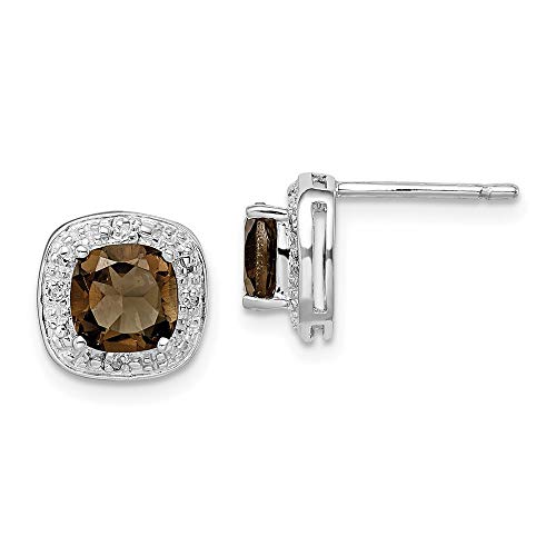925 Sterling Silver Colored W/White Gold Brown Smokey Quartz &