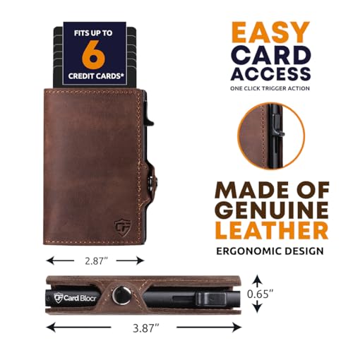 Conceal Plus Mens Wallet Credit Card Holder, Smart Pop Up RFID Wallet, Slim Minimalist Leather Front Pocket Card Case, Compact Travel Wallet RFID Blocking, Holds 4-6 Standard Cards Plus Cash & ID - Thumbnail 2