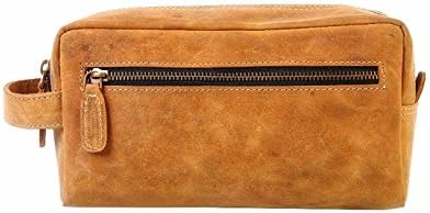 Silkroute Craft Leather Toiletry Bag For Men (Dopp Kit) featuring Travel Bottles (coffee brown)