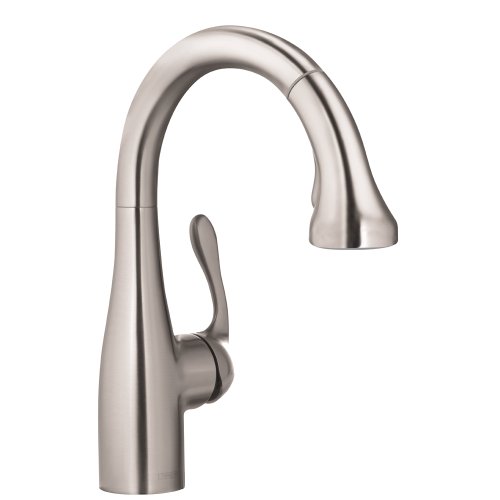 Hansgrohe Allegro E Gourmet Stainless Steel Bar Kitchen Faucet, Kitchen Faucets With Pull Down Sprayer, Faucet For Kitchen Sink, Magnetic Docking Spray Head, Stainless Steel Optic 04297800 #TOP2