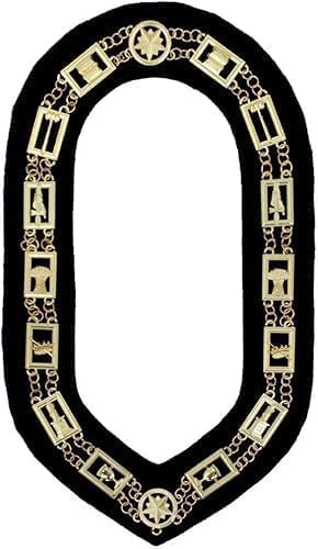 Masonic Regalia OES Chain Collar - Gold Plated on Black Velvet