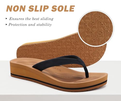 Image of COFACE Flip Flops for Women With Comfortable Arch Support Ladies Fashion Platform Thong Sandals Soft Yoga Mat Sole For Beach /Indoor Outdoor