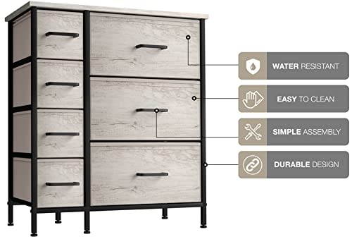 Sorbus Dresser With 7 Faux Wood Drawers - Storage Unit Organizer Chest For Clothes - Bedroom, Hallway, Living Room, Closet, & Dorm Furniture - Steel Frame, Wood Top, & Easy Pull Fabric Bins #TOP5