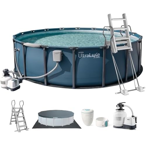 INTEX UltraLuxe 20ft x 52in Round Above Ground Pool Set, Smart WiFi Enabled
