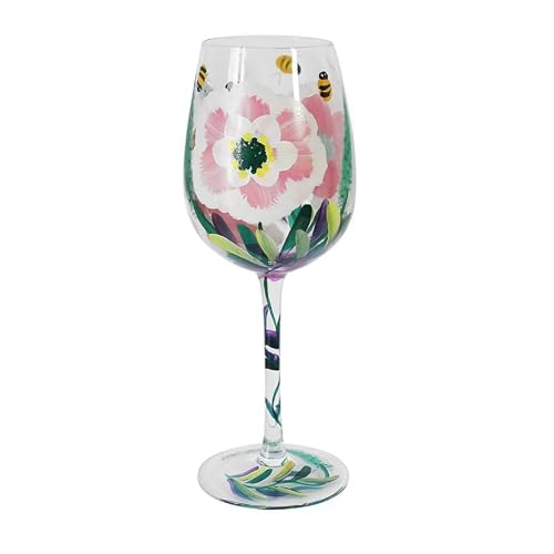 Lesser & Pavey Peonies & Bees Wine Glass | Lovely Gift for Women & Men | Designed By Lynsey Johnstone | Luxury Wine Glass for Every Occasions