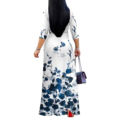 Image of FANDEE Plus Size Maxi Dress for Women Casual Summer Sundress V-Neck 3 /4 Sleeve