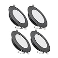 acegoo RV Recessed LED Ceiling Light 12V Overhead LED Puck Light for Camper Van Travel Trailer Truck Boat Interior Lighting 3-1/4 Inch Flush Mount Full Aluminum CRI 90+ (Black /3000K Warm White)