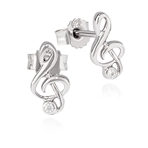 Boucles d'oreilles clé de sol argent 925 anti-allergie et brillantes