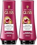 Gliss Spülung Color Perfector (200 ml), Conditioner mit Hyaluron-Komplex & Cranberry-Extrakt für gesträhntes & gefärbtes Haar bietet Farbschutz und strahlenden Farbglanz (Packung mit 2)