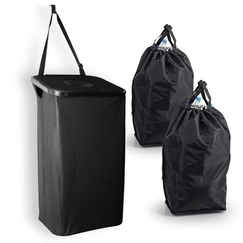 EASYmaxx Contenitore per bottiglie di pegno, 80 l, con gancio per porta e 2 borse rimovibili, contenitore per bottiglie per vetri fuori e vuoto, contenitore per vuoto, raccoglitore di bottiglie per