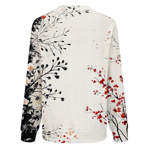 Women's Fall Cute Floral Print Open Front Cardigan Sweater Fall Winter Casual Loose Button Down Long Sleeve Coat4