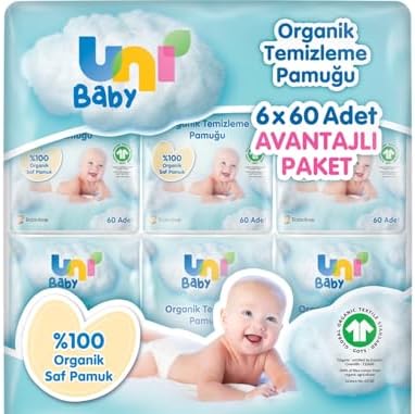 Uni Baby Bebek Temizleme Pamuğu 6*60 Adet - Görsel 1