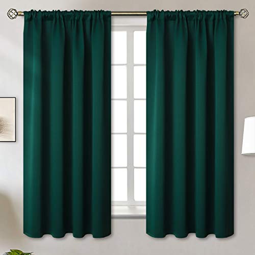 BGment Emerald Green Blackout Curtains 63 Inches Length for Bedroom - Pocket Thermal Insulated Room Darkening Drapes Christmas Decor for Dining Living Room, 52 x 63 Inch, 2 Panels