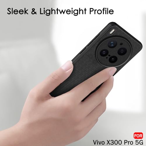 Image of TheGiftKart Back Cover Case for Vivo X300 Pro 5G | Slim & Lightweight | Ultra-Premium Design | Camera Protection Bump | Fabric Texture Case Cover (PC & TPU, Black)