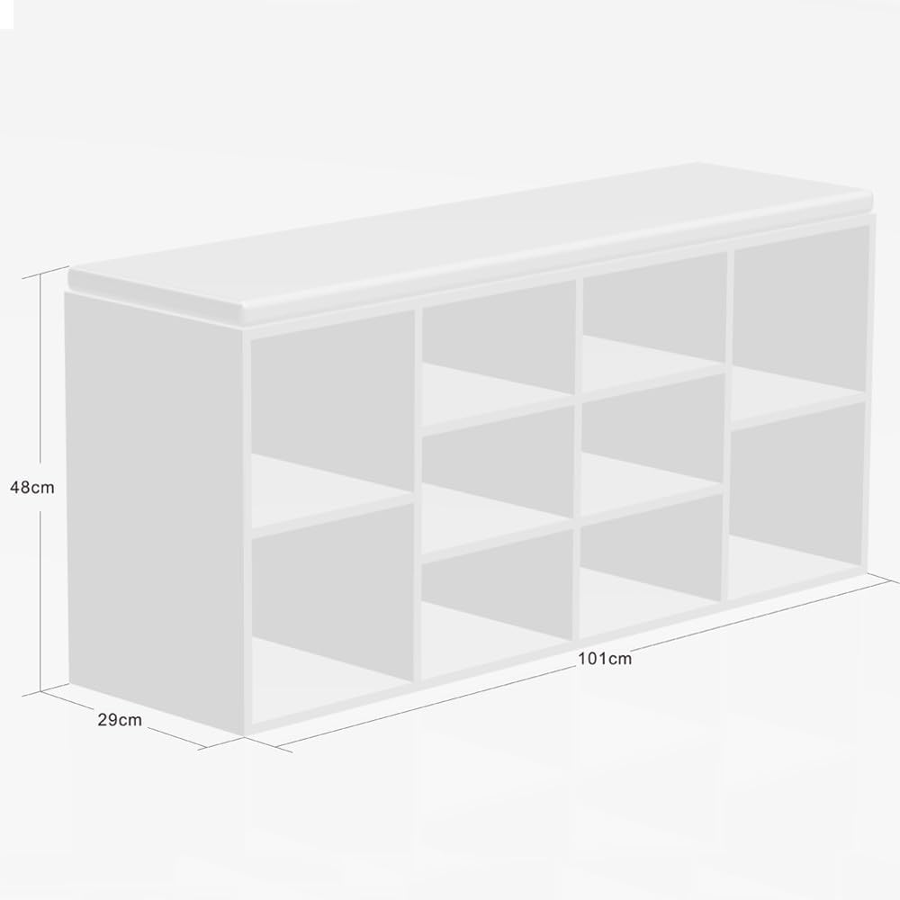 Kesper Shoe Cabinet with Seat Cushion, Painted White, Variable Compartments, FSC® Certified Chipboard, 103.5 x 48 x 29.5 cm, 9230713