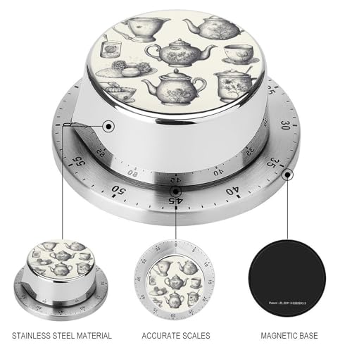 Minuteur de bureau mécanique aimanté en acier inoxydable