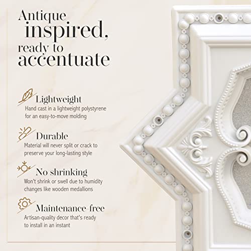 Image of Eight-Pointed Star Chandelier Ceiling Medallion and Fan Medallion, 24 Inches, White and Silver