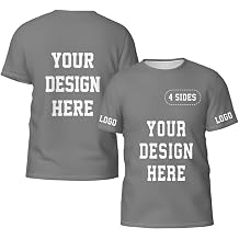 Custom T Shirts Design Your Own for Men, Personalized Shirts Printed Pictures Text Front and Back