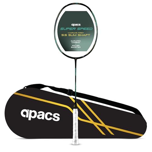 Image of Apacs Super Speed (Unstrung) | World's First 5.5mm Slim Shaft | Aero Box Frame | Durapro Carbon + Power Booster Shaft | 32 lbs Max Tension | Slightly Head Heavy | 6U | Made in Vietnam (Black)