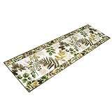 San-Luna キッチン マット 洗える 50×180cm 【マーシャル】 日本製 （ 抗菌 防臭 吸水 速乾 ） 南洋 ロング 滑り止め ブラウン
