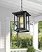 Beionxii Outdoor Pendant Light for Porch, Large Exterior Hanging Lantern Outside Chandelier Black Cast Aluminum w/Clear Glass (13.5