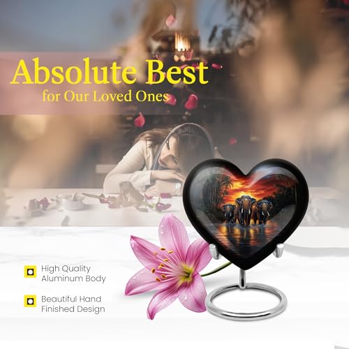 Image of Elephant Urn Keepsake Burial Urn for Mom & Dad 3 Inch 4 Qty | Small Cremation Urns for Human Ashes Adult Female Mini Funeral Urns for Women & Men