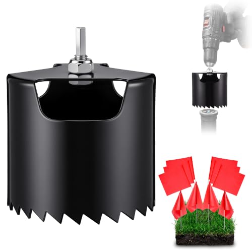 Gulfmew Sprinkler Head Trimmer Tool 4 Inch Metal Sprinkler Head Grass Cutter Attachment for Cordless Drills Lawn Cutter for Grass Dirt Sand & Clay Soil with M10 Bolts and 10 Marking Flags