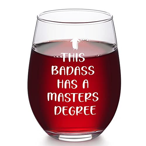 Futtumy Graduation Gifts, This Badass Has a Masters Degree Stemless Wine Glass for Her Women Sister...