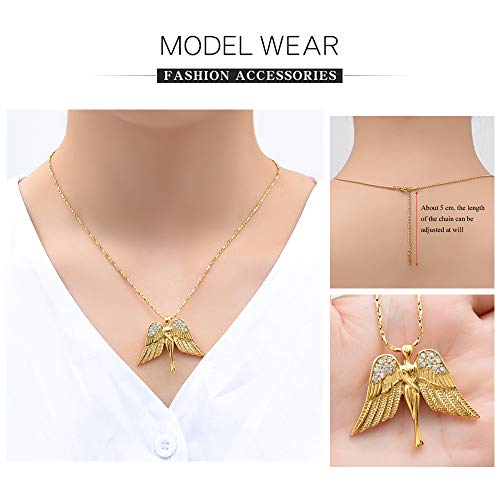 Imrsanl Cremation Jewelry With Angel Lady Charm Locket Memorial Ash Pendant - Urn Necklace For Ashes Wings Keepsake Jewelry For Women Girls (Gold) #TOP2