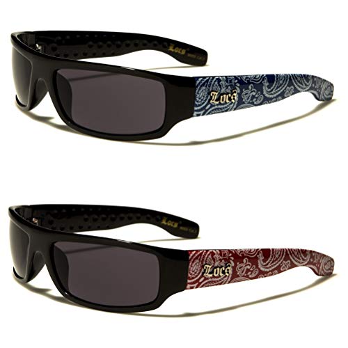 Locs Hardcore Bandanna Sunglasses (1 Red ! Blue) Smaller Adult Size