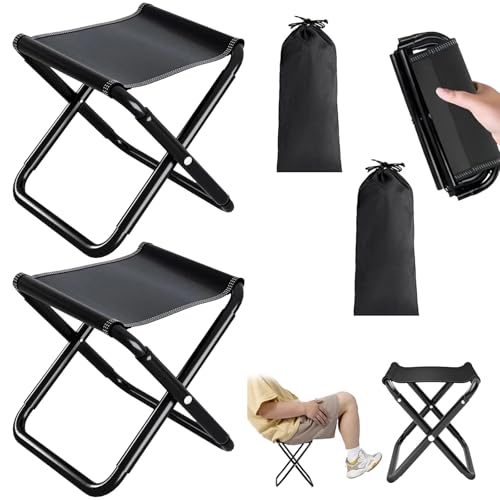 BENBENGO Tragbarer Klapphocker 2 Stück Camping Hocker 30cm Gartenhocker Klappstuhl Campinghocker Mini-Klapphocker Leicht Sitz Falthocker mit Aufbewahrungsbeutel für Camping Garten Terrasse Balkon