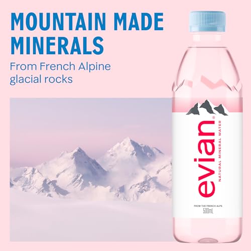 Image of Evian Mineral water, Naturally Filtered Drinking water, 750ml Bottled Water Crafted by Nature, Case of 12 x 750ml Sports Cap Water Bottles