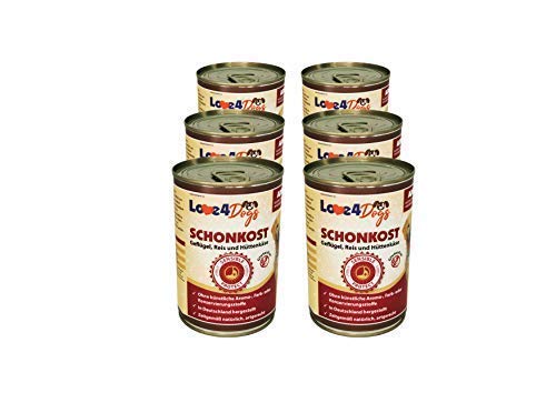 Love4Dogs Premium SCHONKOST Geflügel mit Reis und Hüttenkäse 6x400g Durchfall/Magen-Darm