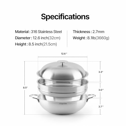 Set de 2 Woks de Acero Inoxidable 316 de 12.6 y 9.4 pulgadas miniatura 4