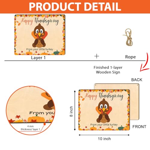 Image of DIY Baby's First Thanksgiving Footprint Sign for Newborn, Fall Autumn Keepsake for New Baby, Holiday Milestone Cards for Girl, Boy, Ideal Baby Shower Gifts, New Mom Gifts (Happy Thanksgiving)