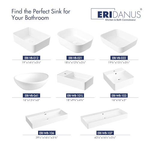Bathroom Vessel Sink, Eridanus 18\" x 13\" White Vessel Sink Rectangular Bathroom Sink Porcelain Ceramic Vessel Sinks for Bathroom Vanity Sink Above Counter Basin - Thumbnail 7