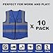 Lavori-AK 10 Pack Neon Reflective Safety Vests,Blue High Visibility Construction Vests, ANSI Certified Work Vest for Men Women