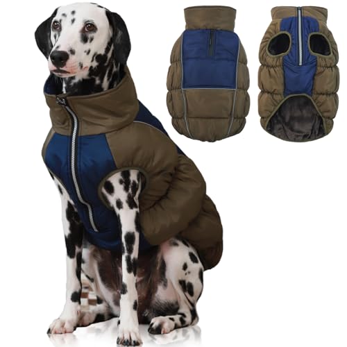 IECOii XXL Dog Coat, ZIPPED FLEECE & WATERPROOF Dog Winter Jacket, EXTRA LARGE for M/F Dogs