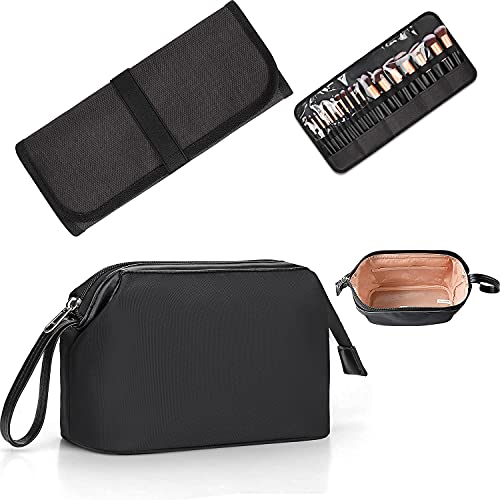 Travel Makeup Bag , Small Cosmetic Bags for Women,Large Capacity Portable Cosmetic bag and Makeup Brushes Case, Makeup Brush Bags Cosmetic Brush Holder Makeup Brush Storage Organizer for Women