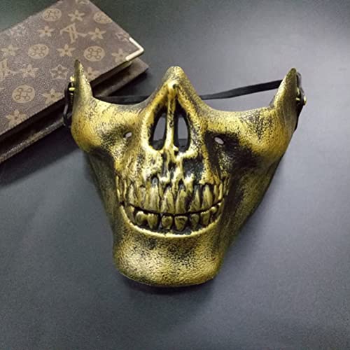Image of Skull Half Face Mask Masquerade Skeletal Half Face Skull Masks Halloween Costume Cosplay Mask gold 1pcs