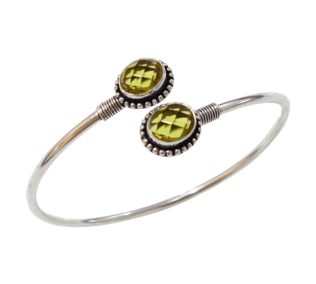 Tibetan SilverCitrine Gemstone Adjustable Fashion Bracelet For Women, Ethnic Modern Design Silver Plated Cuff Bracelet, Authentic Handmade Designer Party Jewellery, November Birthstone
